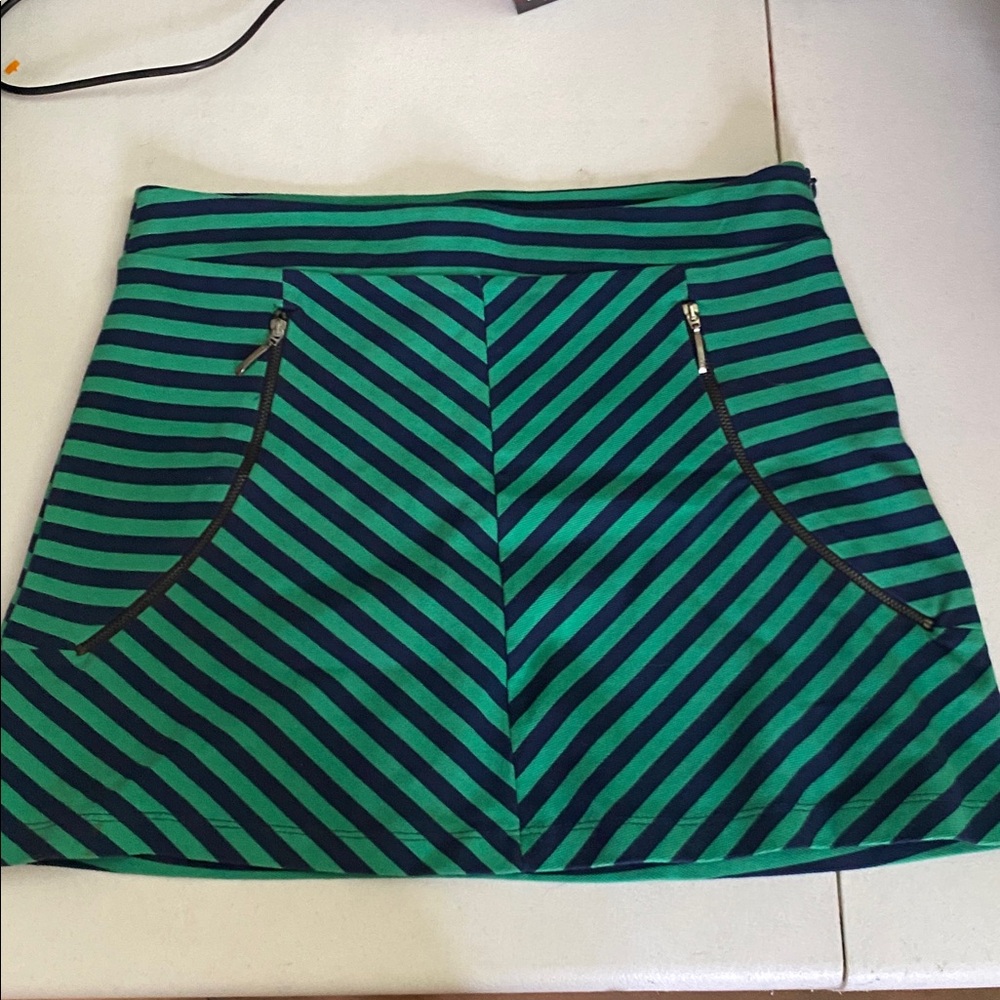ZARA green blue striped cotton mini skirt 💚💚M
